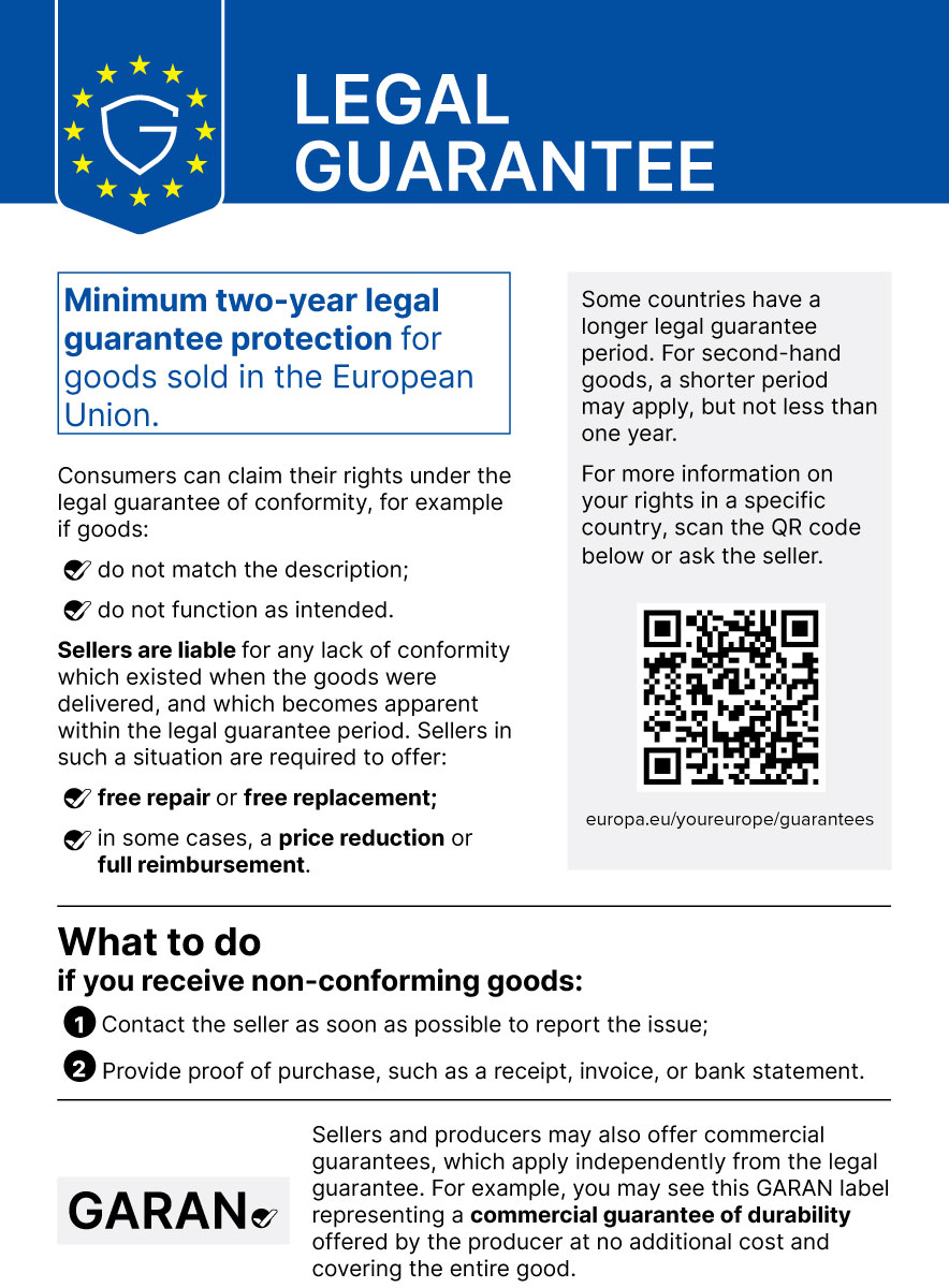 EU notice on statutory warranty rights